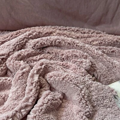 Webpelz kuscheliges Kurzhaar Kunstfell Stoff Deko weich Plüsch Teddy Altrosa - Bild 1 von 4