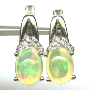 SHOLA Echt Natürlicher Edel Opal Ohrringe Mit Farbspiel Silb. E497 - Picture 1 of 3