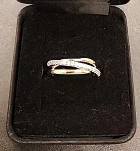 Bella Luce White CZ Rhodium/18k YG/ Rose Gold Over 925 Band Ring Size 8 JTV NEW - Picture 1 of 14