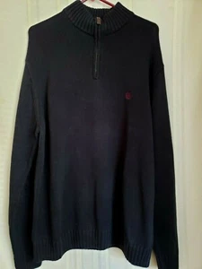 CHAPS Herren Quarter Zip XL Pull Over Pullover Navy Blau 100% Baumwolle - Bild 1 von 4
