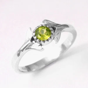 925 Sterling Silver Peridot Gemstone Statement Ring Jewelry - Picture 1 of 4