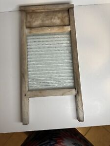 Vintage Wood and Glass Washboard With Wall Hanger