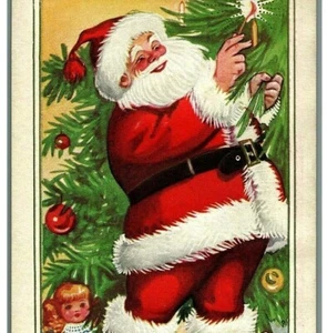 Santa Claus Lighting Christmas Tree Candles Red Bulbs Gifts Baby Doll Xmas 5493 - Picture 1 of 3