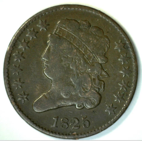 1825 Classic Head US Half Cent Very Fine 1/2c US Type Coin VF Cover