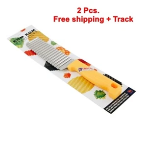 2x Cuchillo Kom Kom Decoración Corte Fruta Verdura Patrón Onda Afilada Mango Plástico - Imagen 1 de 8