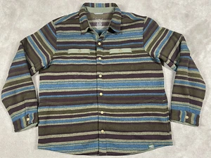 LL Bean Jacket Mens XL Striped Fleece Long Sleeve Snap Buttons Pockets Shacket - Picture 1 of 8