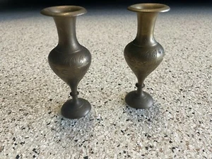 1970's Pair of Brass Table Candlestick Holders, Set of two - Picture 1 of 6