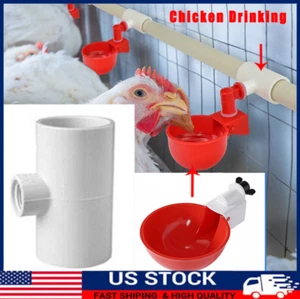 10Pcs Automatic Waterer Dispenser Cups PVC Tee Fitting Chicken Water Poultry - Picture 1 of 15