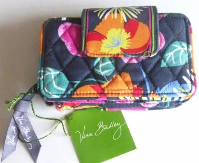 Vera Bradley Smartphone Muñequera Bolso sin asas Jazz Flor Flores Azul Dorado Nuevo Foto 1 de 4