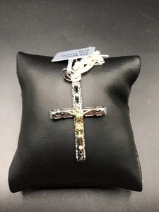 925 Sterling Silver Two Tone Crucifix Men’s Pendant - Picture 1 of 10