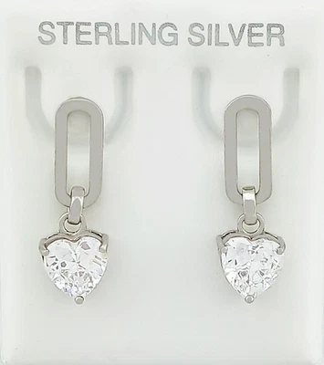LAB CREATED 3.60 Cts WHITE SAPPHIRE DANGLING EARRINGS .925 STERLING SILVER - NWT - Image 1 of 4