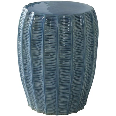 Uttermost 25154 Harbor 17 inch Aqua Blue Glaze Garden Stool - Image 1 of 3