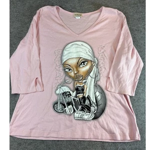 Top De Colección Y2K MKM Diseños Mujer 1X Rosa Gráfico Bebé Niña Motociclista Motocicleta - Imagen 1 de 8