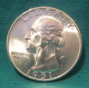 1951-S Washington 90% Silver 25c-BU-Hi Luster-Sharp Details-Low Mintage-#423 - Picture 1 of 2