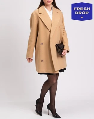 PVP€309 ARMANI EXCHANGE Abrigo Talla L Mezcla Lana Beige Doble Pecho Foto 1 de 4