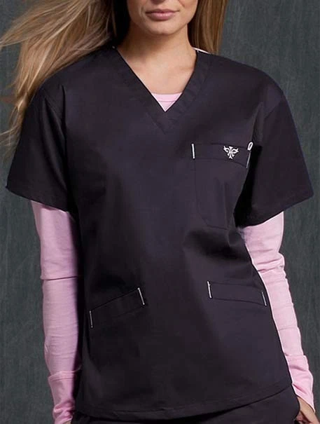 全新 女式 MED COUTURE NURSING UNIFORM 签名 V 领 SCRUB TOP XS-XL #8403 — 第 1/1 张图片