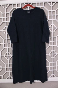 Vestido Eileen Fisher para mujer 1X azul oscuro 100 % lana manga 3/4 hecho en EE. UU. damas - Imagen 1 de 17