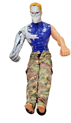 Figura de acción vintage Mattel 12" villano elástico Cyborg con pantalones de camuflaje Foto 1 de 4