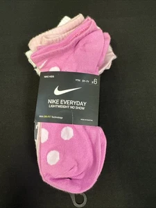 Nike Kids Size 5Y-7Y Everyday 6-pack Lightweight Graphic No-Show Socks - Picture 1 of 6