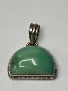 Mint Chrysoprase Sterling Silver Pendant Gemstone Artisan 925 Handmade Moon - Picture 1 of 6