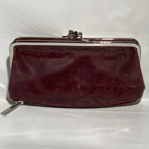 Hobo International Mavis Burgundy Double Kiss Top Zip Bottom Wallet Used - Picture 1 of 11