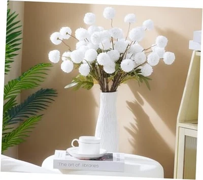 Flor de Kiku de imitación 12 tallos Slik pequeñas flores de crisantemo, blanco artificial Foto 1 de 4