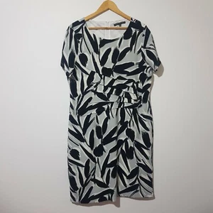 Liz Jordan Size 16 Black Grey White Leaf Dress - Picture 1 of 6