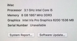New Apple iMac 21.5" A1418 4K motherboard 3.1Ghz i5 8GB RAM Iris Pro 1536MB GPU - Picture 1 of 4