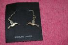 925 Sterling Silver Flying Bird Dangle Drop Earrings Cute Small