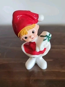 Elf Girl Christmas Figurine 1960's VTG Miniature Pixie Hand Painted Celluloid - Picture 1 of 5