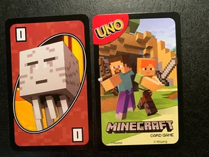 UNO MINECRAFT  Red  0  Card 2017 Mattel GAME REPLACEMENT CARD Single Card - Picture 1 of 1