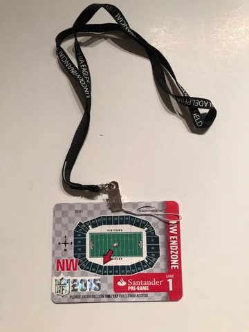 PHILADELPHIA EAGLES COLTS 2015 SIDELINE CREDENTIAL PASS + LANYARD GAME 1 8/16 Cover