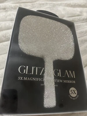 NUEVO ESPEJO/MANO BRILLO Y GLAMOUR ADORNADO CON DIAMANTES DE IMITACIÓN 5X aumento espejo Foto 1 de 3