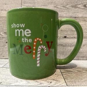 HALLMARK Christmas Coffee Mug Show Me The Merry Ceramic Green 4x3.5” - Picture 1 of 7