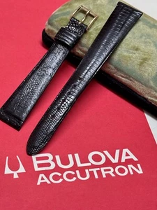 1970s Accutron 19mm size Teju Lizard USA vintage watch band BULOVA yellow buckle - Picture 1 of 9
