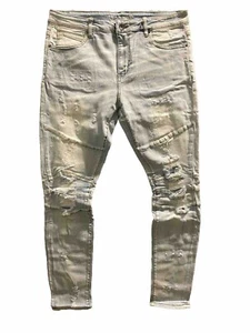 Crysp Denim Men’s Montana Light Blue Distressed Jeans 36x32 New With Tag - Picture 1 of 18