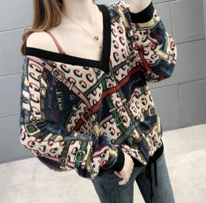 Women Knit Long Sleeve Top Pullover Sweater Clothing Vest Neck Cotton Blend - Picture 1 of 6