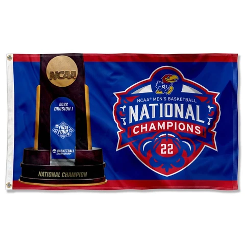 Kansas KU Jayhawks 2022 Basketball National Champions Large Outdoor Flag Cover