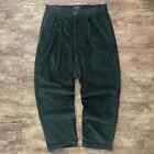 Pantalon baggy vintage années 1990 Gant corduroy vert forêt hommes 36x30 épais
