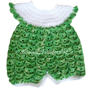 Pagliaccetto neonato cotone 100% tg 0-3 Verde - artigianale uncinetto - Imagen 1 de 1