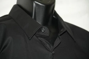 Franky Max XL langärmliges schwarzes Slim Fit Hemd UVP 68 $ neu mit Etikett - Bild 1 von 7