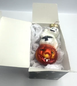 Christopher Radko Jack 'n Spook Pumpkin Glass Ornament Halloween 1999 - Picture 1 of 12