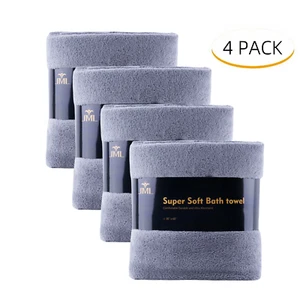 4 Pack Coral Fleece Towels Set Large Bath Towel Super Soft Bathroom Pool 60"x30" - Picture 1 of 9