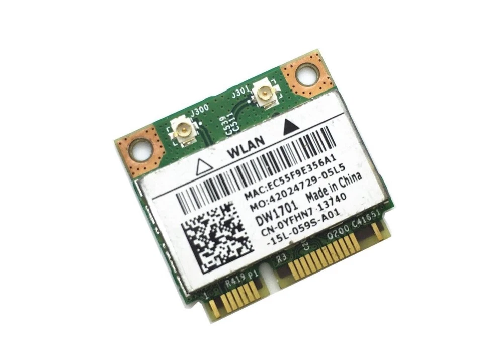 Dell Wireless DW1701 B/G/N WLAN Bluetooth PCIe Half BCM94313HMGB YFHN7 0YFHN7 US - Image 1 of 1