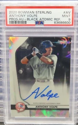 2020 Bowman Sterling Anthony Volpe Black Atomic Refractor Auto/10 PSA Pop 1 Read - Image 1 of 3