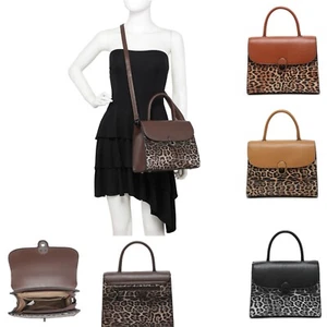 Damen Luxus Leopardenmuster Klappe Abdeckung Schnalle Deko S-Medium Beuteltasche Schultertasche - Bild 1 von 12
