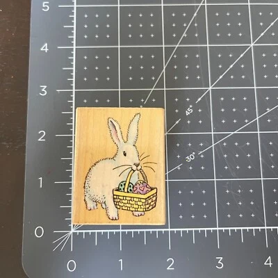 NEW! BUNNY BASKET 1988 bunnies hearts stars hunt basket christ risen jesus rare - Image 1 of 4