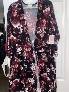 Neu mit Etikett Lularoe Sarah langer Pullover Staubtuch schwarz mit Blumendruck 3XL mit Taschen schön - Bild 1 von 4