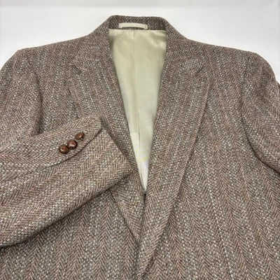 Abrigo deportivo vintage Harris Tweed 100 % pura lana escocesa espiga madera botón Foto 1 de 4
