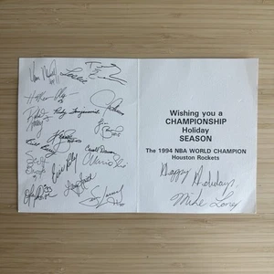 1994-1995 Houston Rockets Team signierte Weihnachtskarte - Bild 1 von 4
